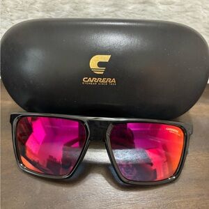 Carrera Sunglasses with Black Frame and Vibrant Pink Lenses